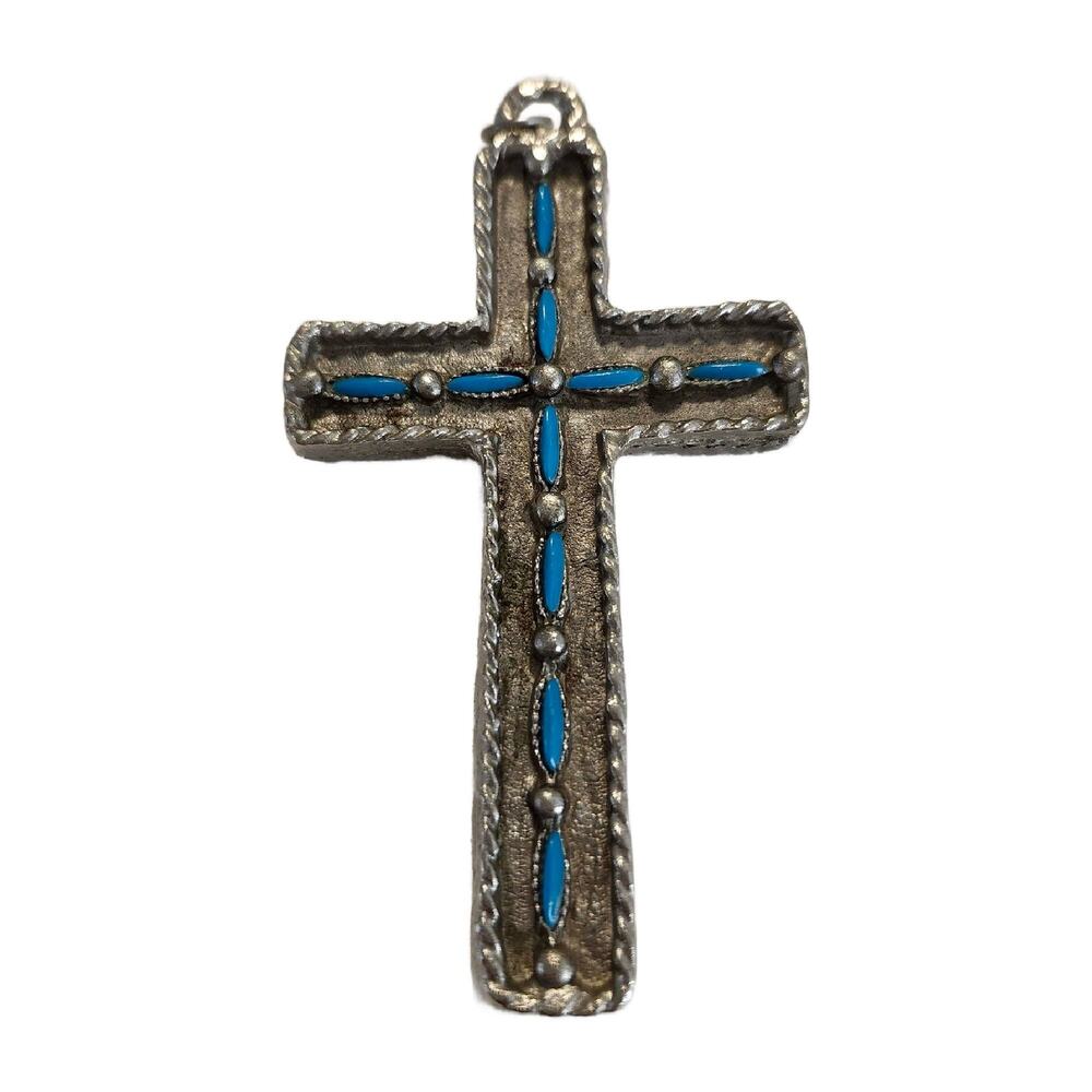 Vintage Faux Turquoise Cross Pendant